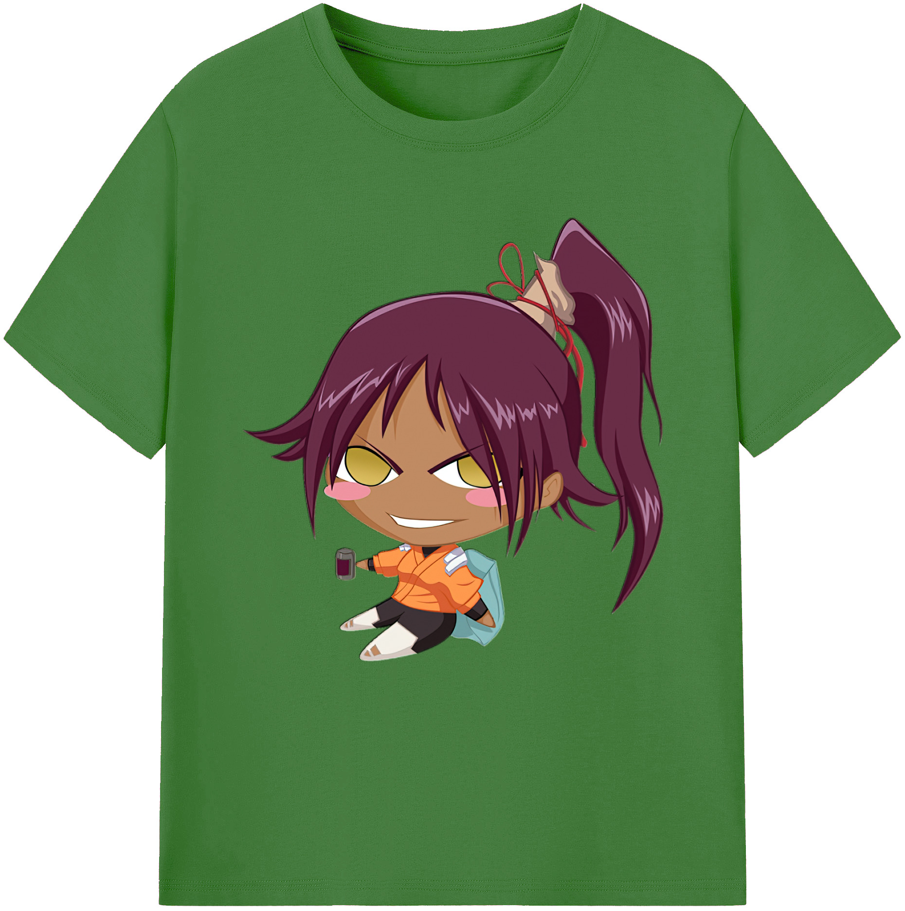 （画像用） ブリーチ 四楓院 夜一（しほういん よるいち） BLEACH Shihouin Yoruichi レディースカジュアルプリントTシャツ（綿100％）